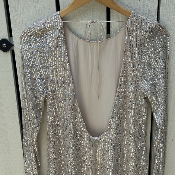 NWT Abercrombie & Fitch Sequin Minidress Open Back Wedding Guest Sz Large - Picture 4 of 8